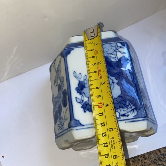 Vintage Chinese Blue & White Porcelain Tea Caddy - JAR - Urn - Canister - Picture 7 of 12